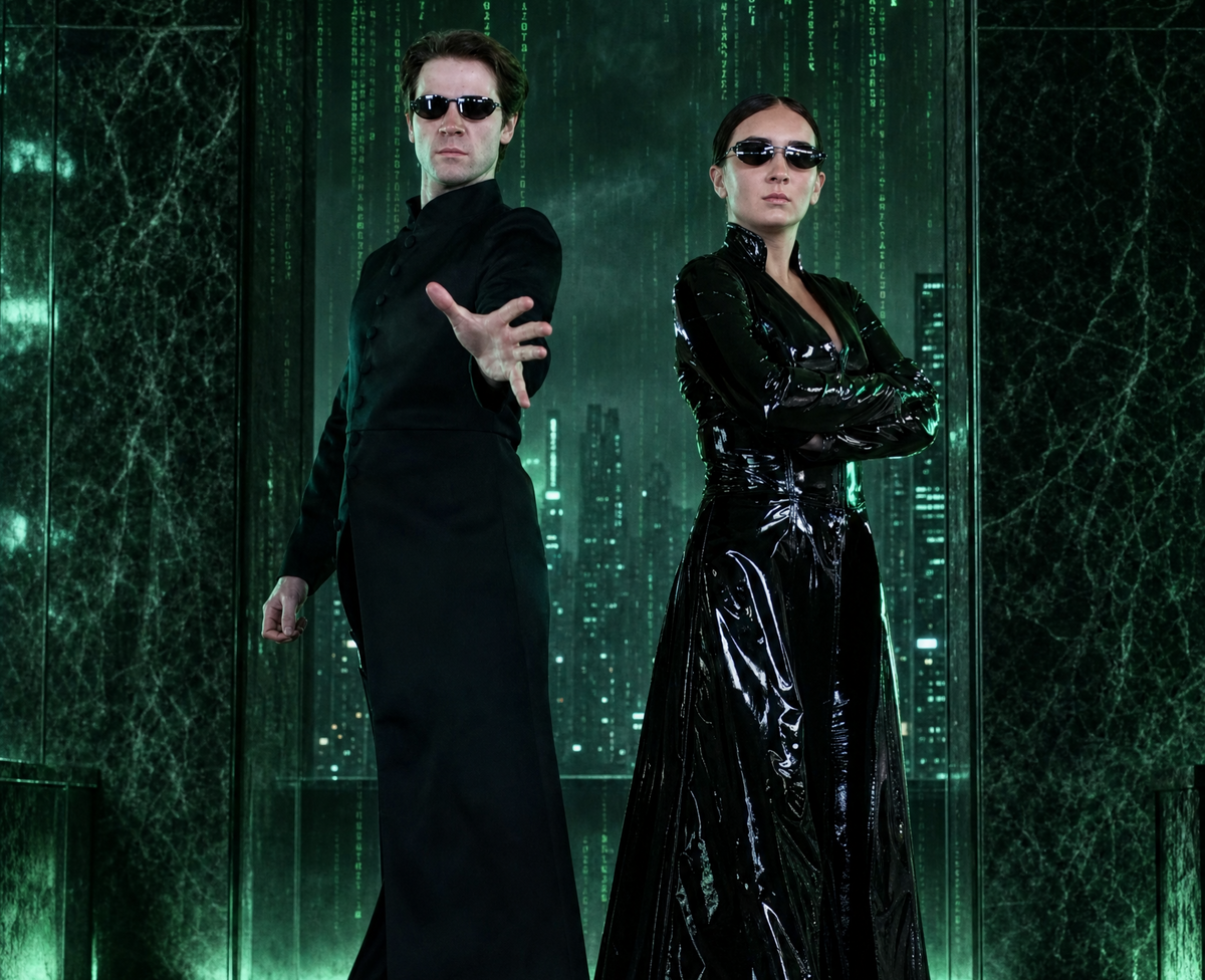 Neo + Trinity Halloween Costume | Couples Bundle alternate Matrix Halloween costume view